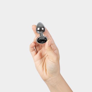 BLACK JEWELLED METAL BUTT PLUG