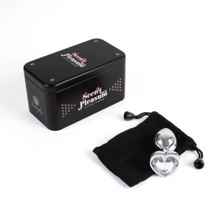 CLEAR CRYSTAL HEART METAL BUTT PLUG