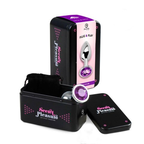 PURPLE JEWELLED METAL BUTT PLUG M