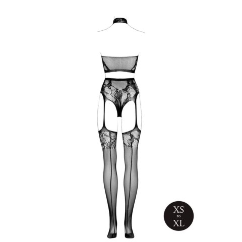 Two Piece with Halter Turtleneck and Pantie with Attached Stockings - OS - Black