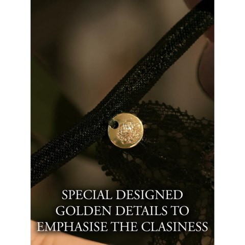 Noel - Elastic Lace Garter with Golden Details - One Size