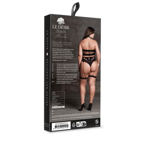 Ananke XII - Three Piece with Choker, Bandeau Top and Pantie with Garters - Plus Size