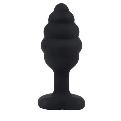 BUTT PLUG Black ribbed small