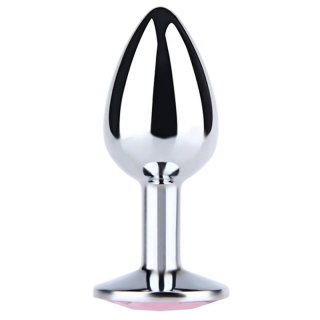 Silver Large Butt Plug with Pink Diamond