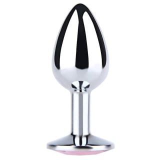 Silver Small Butt Plug with Pink Diamond