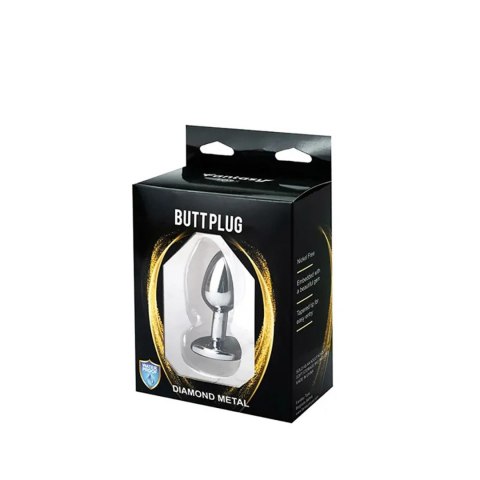 Silver small heart-shaped butt plug with white crystal