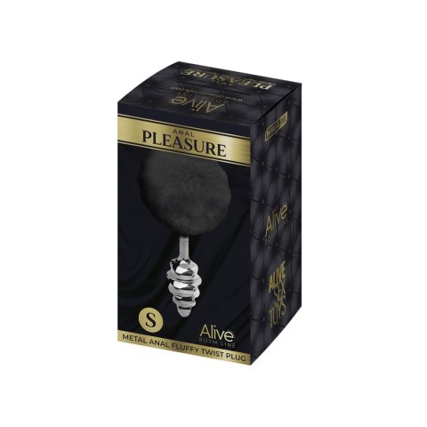 Metal Anal Fluffy Twist Plug S black