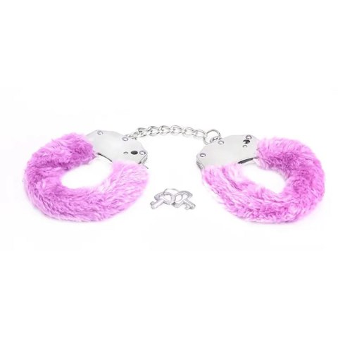 Metal handcuffs with pink furry