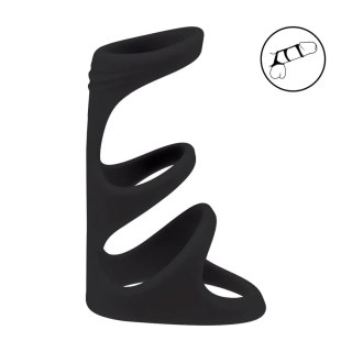 3 Loop Silicone Cockring - Black