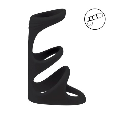 3 Loop Silicone Cockring - Black