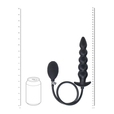 Beaded Inflatable Silicone Anal Plug - Black