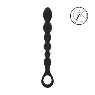 Beaded Snake Silicone Anal Probe with Loop - Black