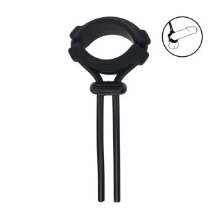 Detachable Wide Adjustable Silicone Lasso Cockring - 5mm - Black