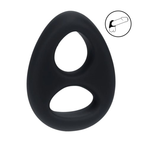 Double Liquid Silicone Cock and Ball Ring - Black