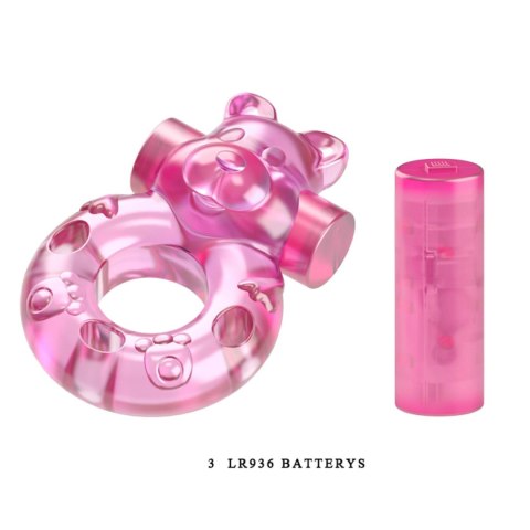 Vibrating Bear Cock Ring - Pink