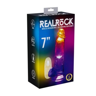 LED Vibrating Straight Cock with Balls - 7" / 18 cm - Transparent