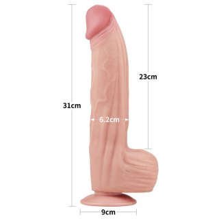 Dildo realistyczne cieliste 31cm cyberskóra z przyssawką technologia ślizgającej skóry