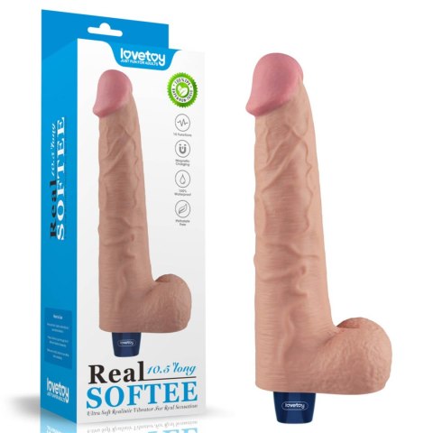 10.5" REAL SOFTEE Rechargeable TPE Vibrating Dildo(Flesh)