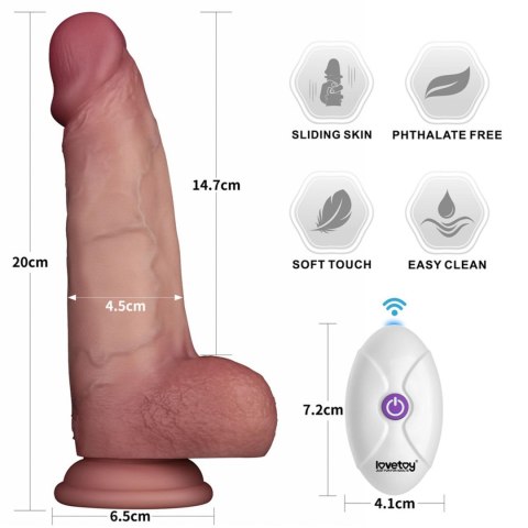 Wibrator dildo 20 cm realistyczne z miękkiego silikonu 10 trybów wibracji