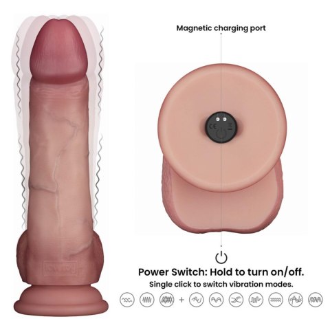 Wibrator dildo 20 cm realistyczne z miękkiego silikonu 10 trybów wibracji