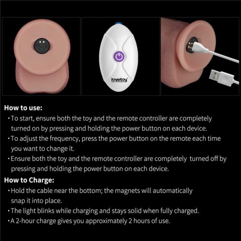 Wibrator dildo 20 cm realistyczne z miękkiego silikonu 10 trybów wibracji