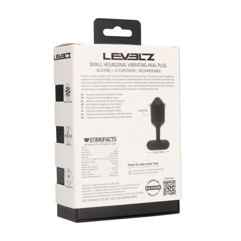 Hexagonal Vibrating Silicone Anal Plug - S - Black