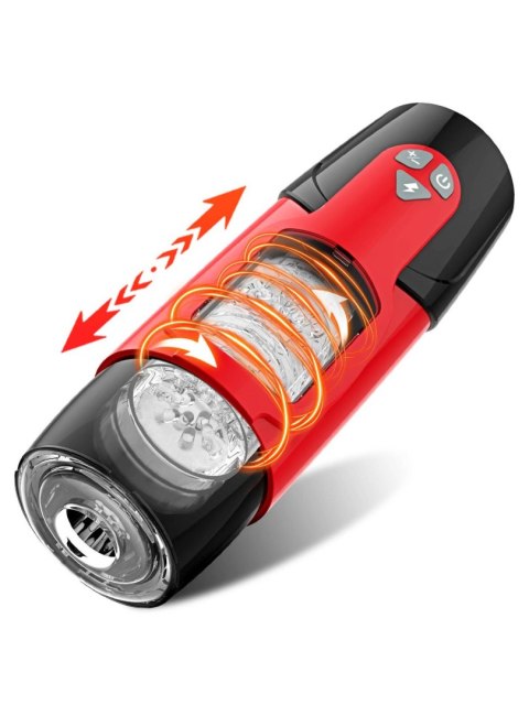 Masturbator obrotowo-teleskopowy aplikacja 7 trybów rotacji i ruchu tryb szczytowania audio