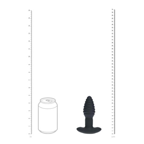Vibrating and Rotating Ribbed Silicone Anal Plug - Black