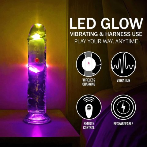 LED Vibrating Straight Cock - 18 cm - Transparent