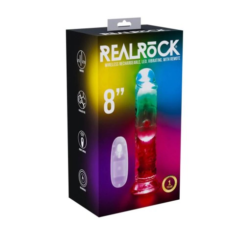 LED Vibrating Straight Cock - 20 cm - Transparent