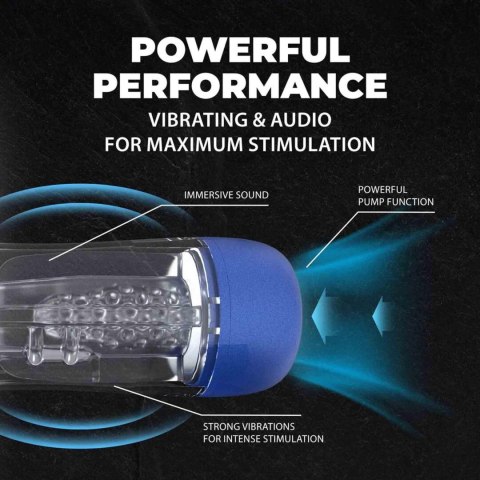 SonicPull - Suction and Vibration Masturbator Pump - Multimedia Enhanced - Metallic Blue