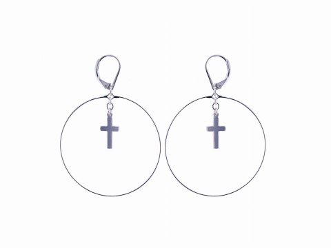 Kolczyki koła z krzyżami (P15021AG)