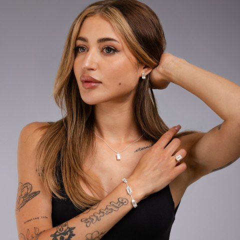 KOLCZYKI Z BIAŁĄ CYRKONIĄ POSREBRZANE LUMINOIR (P25/VIC/01/1AG)