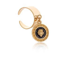 Klasyczna obrączka z czarną monetką z kolekcji Olimpia (R23/ZWE/83/2AU)