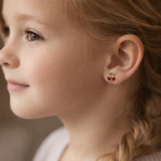 Kolczyki czerwone wisienki dla dziewczynki (P15/KDS/13AU)