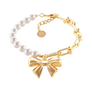 Bransoletka z pereł i łańcucha, z gładką kokardką Aria Princess Collection (B25/NUT/04AU)