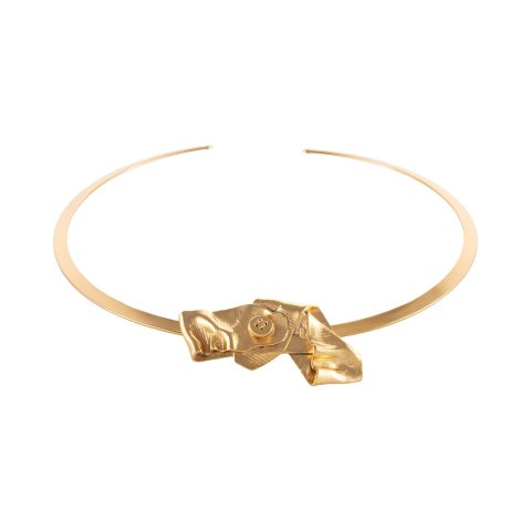 Choker z gniecioną ozdobą z guzikiem z kolekcji Vintage (C25/WIN/67AU)