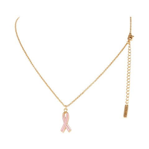 Naszyjnik różowa wstążka - symbol walki z rakiem piersi (C25/JES/28AU)
