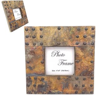 Drewniana ramka na zdjęcia pokryta blachą - A-1106 - format zdjęcia 10x10cm