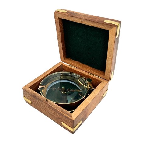 Kompas Mosiężny Map Reader w Pudełku Drewnianym Retro - NC1087