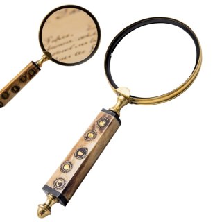 Mosiężna Lupa Szkło Powiększające do Czytania Retro z Kościaną Rączką - NI810