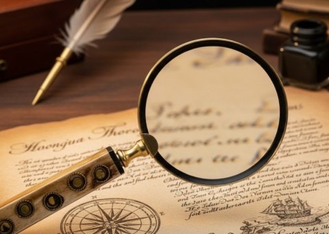 Mosiężna Lupa Szkło Powiększające do Czytania Retro z Kościaną Rączką - NI810