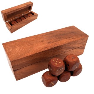 Drewniane Kości do gry w podłużnym pudełku drewnianym - DNU-006