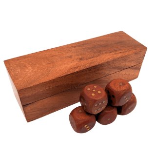 Drewniane Kości do gry w podłużnym pudełku drewnianym - DNU-006