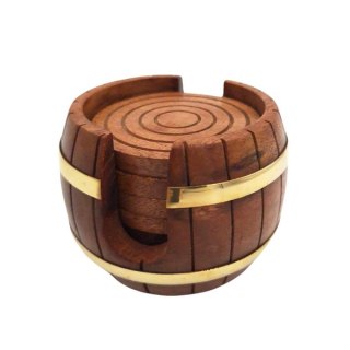 Drewniane Podstawki pod kubki - Zestaw Beczka