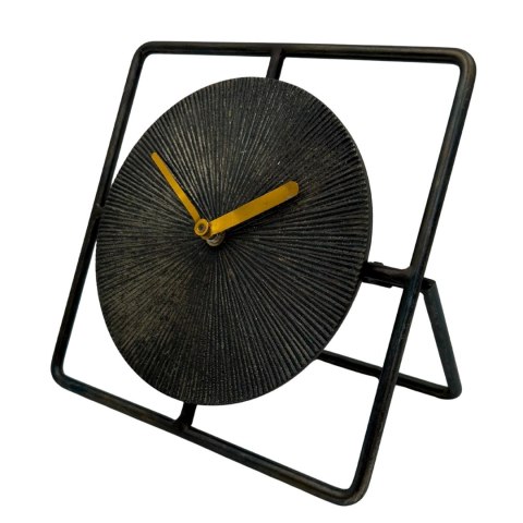 Elegancki Metalowy Zegar Okrągły 20 cm Czarno-Złoty - 4126