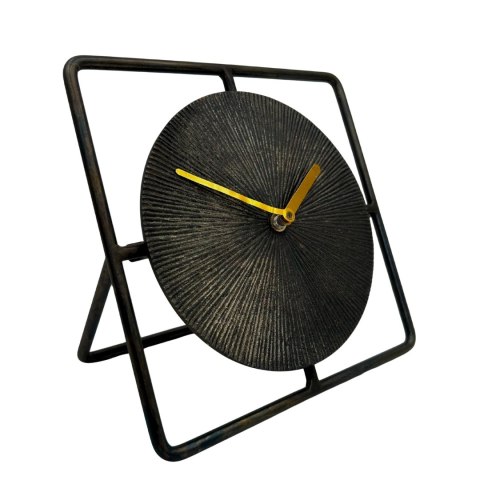 Elegancki Metalowy Zegar Okrągły 20 cm Czarno-Złoty - 4126
