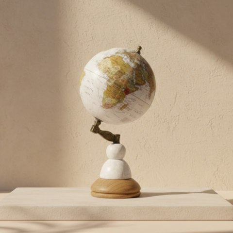 Globus Dekoracyjny Voyager na Marmurowo-Drewnianej Podstawie - GLB-108