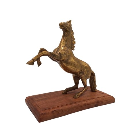 Koń - figurka aluminiowa na podstawie drewnianej - NI9537