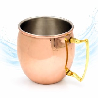 Miedziany Kubek ze Stali Nierdzewnej 304 - Pojemność 500ml pokryty warstwą miedzi - MM7012